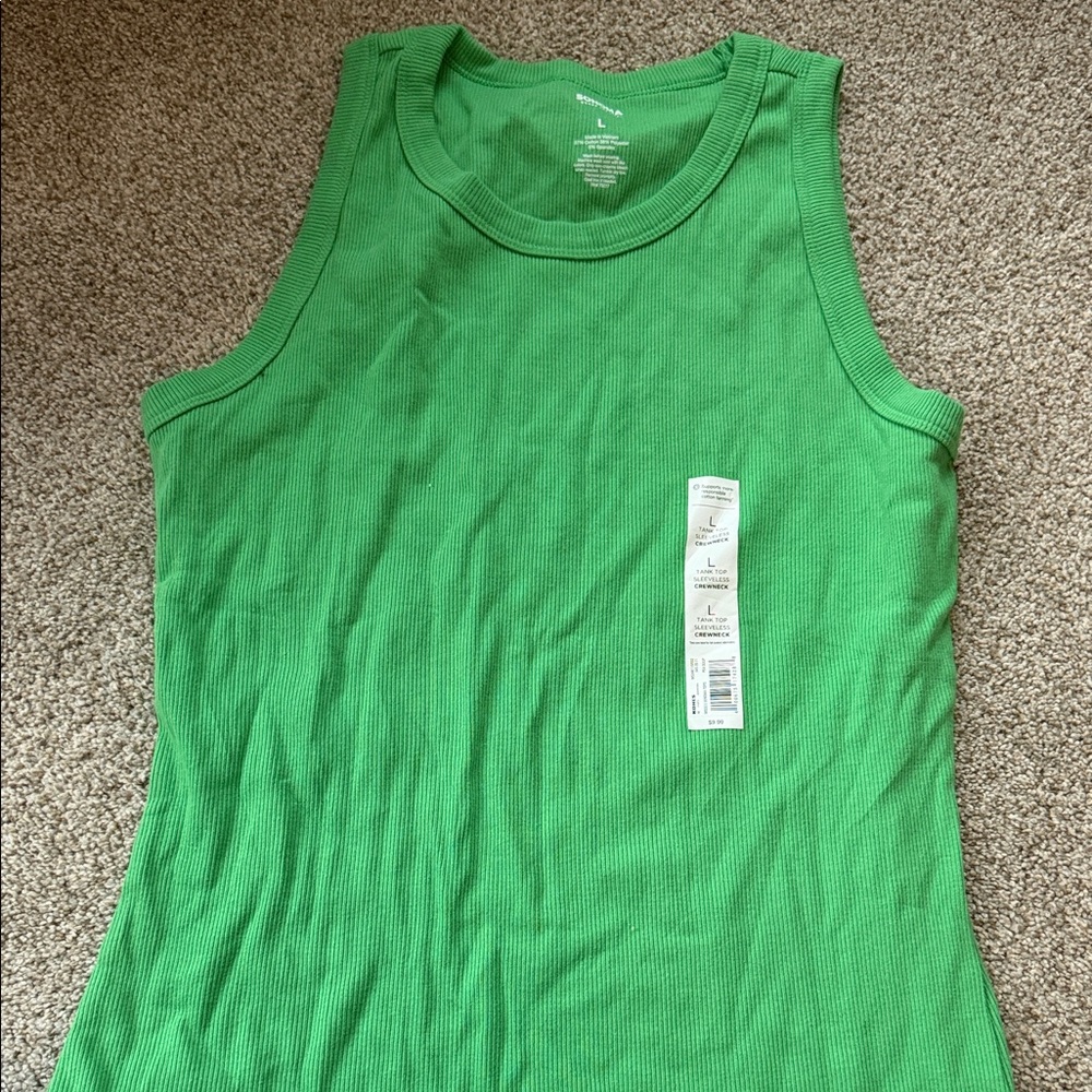 Sonoma Vibrant Green Ribbed Tank Top